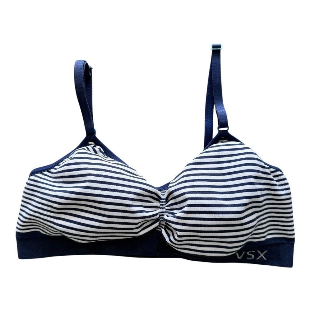 VSX Womens Made Sexy by Victoria Secret Sport Bra Blue White Striped M